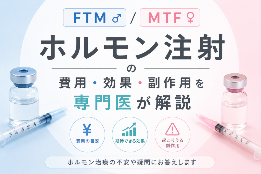 【FTM/MTF】ホルモン注射の費用・効果・副作用を医師が解説｜アモーレクリニック